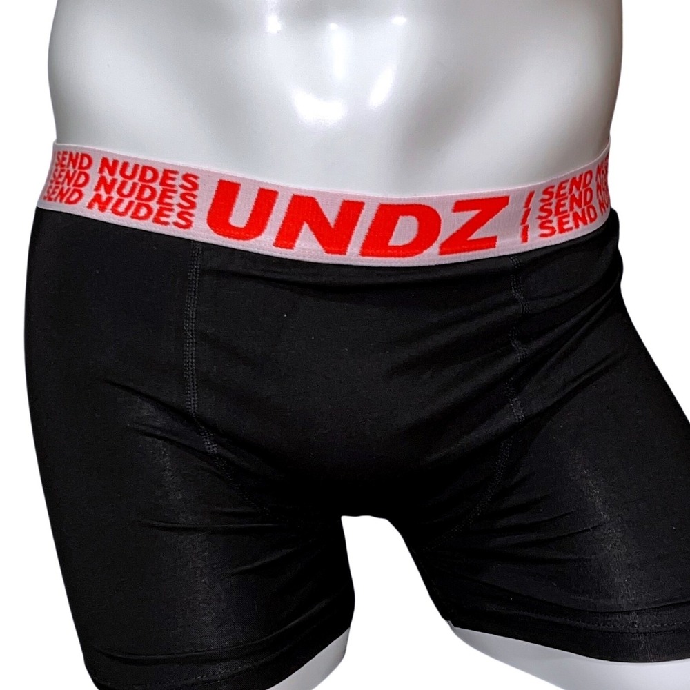 UNDZ Mens I Send Nudes Black Boxer Briefs Small Red White Logo Waistband NEW